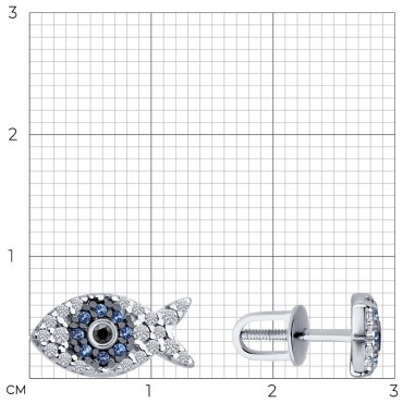 Пусеты Diamant 94-122-02186-1 вес 1.66 г серебро, фианит купить,13338