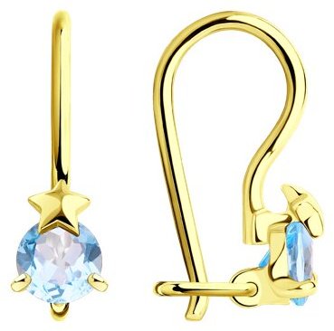 Серьги Diamant 53-320-00965-2 вес 1.12 г золото, топаз купить,112331