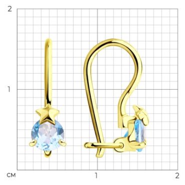 Серьги Diamant 53-320-00965-2 вес 1.12 г золото, топаз купить,112331