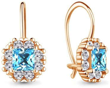 Серьги AQUAMARINE 40966101Б вес 1.56 г серебро, фианит купить,13663