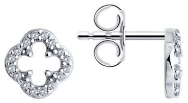 Серьги Diamant 94-122-01989-1 вес 1.15 г серебро, фианит купить,6579