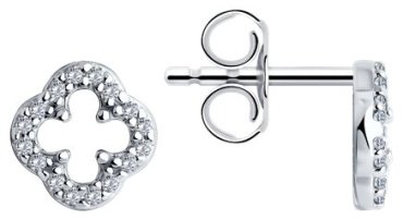 Серьги Diamant 94-122-01989-1 вес 1.15 г серебро, фианит купить,6579