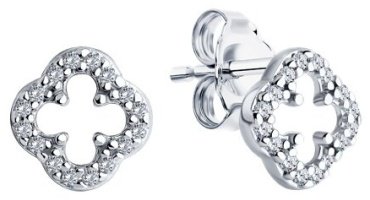 Серьги Diamant 94-122-01989-1 вес 1.15 г серебро, фианит купить,6579