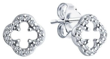 Серьги Diamant 94-122-01989-1 вес 1.15 г серебро, фианит купить,6579