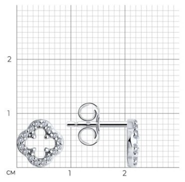 Серьги Diamant 94-122-01989-1 вес 1.15 г серебро, фианит купить,6579