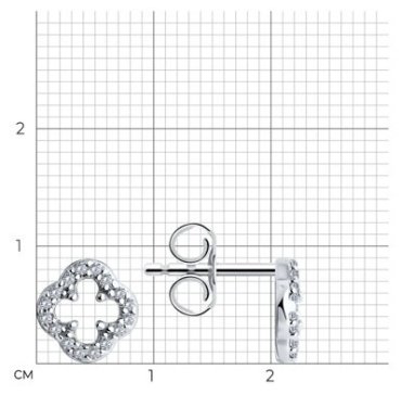 Серьги Diamant 94-122-01989-1 вес 1.15 г серебро, фианит купить,6579