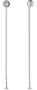 Серьги-цепочки AQUAMARINE 40997А вес 1.04 г серебро, фианит купить,NaN