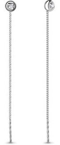 Серьги-цепочки AQUAMARINE 40997А вес 1.04 г серебро, фианит купить,NaN
