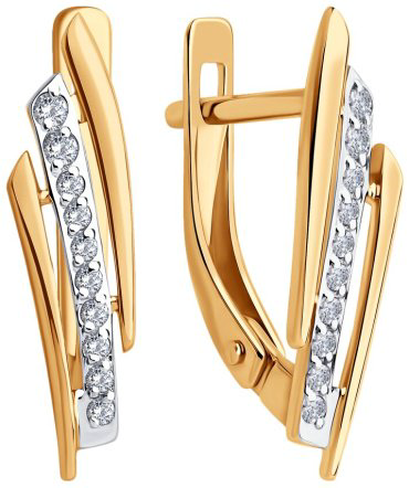 Серьги Diamant 51-120-02875-1 вес 1.78 г золото, фианит купить,NaN