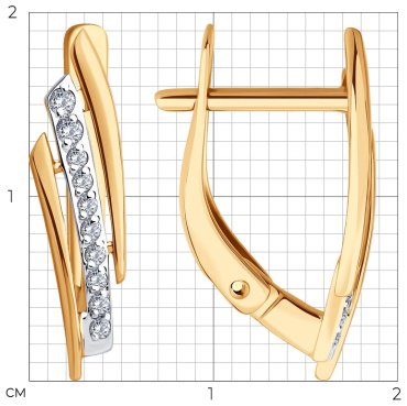 Серьги Diamant 51-120-02875-1 вес 1.78 г золото, фианит купить,NaN