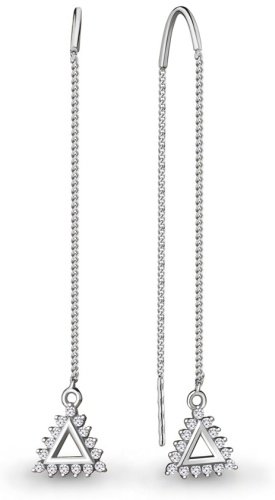 Серьги-цепочки AQUAMARINE 48624А вес 1.62 г серебро, фианит купить,14960