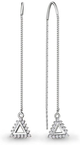 Серьги-цепочки AQUAMARINE 48624А вес 1.62 г серебро, фианит купить,14960