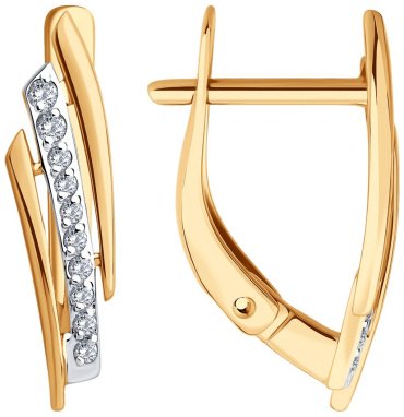 Серьги Diamant 51-120-02875-1 вес 1.78 г золото, фианит купить,NaN