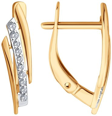 Серьги Diamant 51-120-02875-1 вес 1.78 г золото, фианит купить,NaN