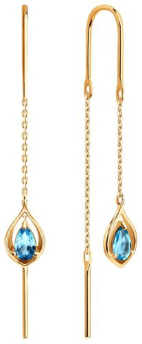 Серьги-цепочки Diamant 51-323-02915-1 вес 1.35 г золото, топаз купить,157743