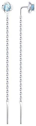 Серьги-цепочки SOKOLOV 92022200 вес 1.37 г серебро, топаз купить,NaN