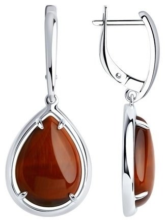Серьги SOKOLOV 83020129 вес 8.86 г серебро, тигровый глаз купить,57734