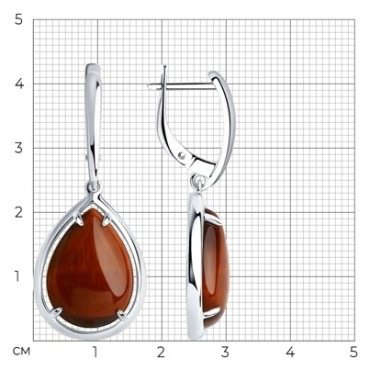 Серьги SOKOLOV 83020129 вес 8.86 г серебро, тигровый глаз купить,57734