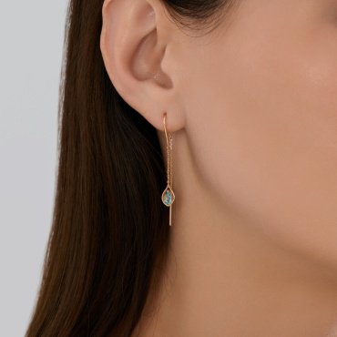 Серьги-цепочки Diamant 51-323-02915-1 вес 1.35 г золото, топаз купить,157743
