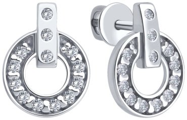 Пусеты Diamant 94-120-02241-1 вес 1.91 г серебро, фианит купить,10389