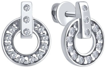 Пусеты Diamant 94-120-02241-1 вес 1.91 г серебро, фианит купить,10389