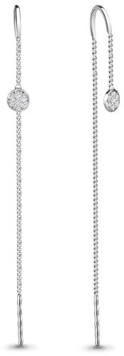 Серьги-цепочки AQUAMARINE 45491А вес 1.04 г серебро, фианит купить,17442