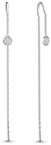 Серьги-цепочки AQUAMARINE 45491А вес 1.04 г серебро, фианит купить,17442