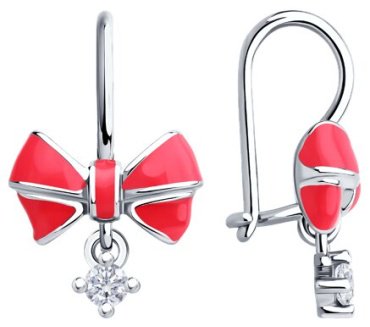 Серьги Diamant 94-120-02177-1 вес 2.37 г серебро, фианит, эмаль купить,16416