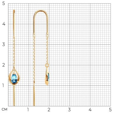 Серьги-цепочки Diamant 51-323-02915-1 вес 1.35 г золото, топаз купить,157743