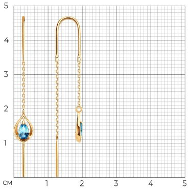 Серьги-цепочки Diamant 51-323-02915-1 вес 1.35 г золото, топаз купить,157743