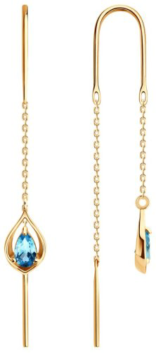Серьги-цепочки Diamant 51-323-02915-1 вес 1.35 г золото, топаз купить,157743