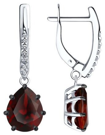 Серьги Diamant 94-321-02059-2 вес 3.48 г серебро, фианит, гранат купить,80596