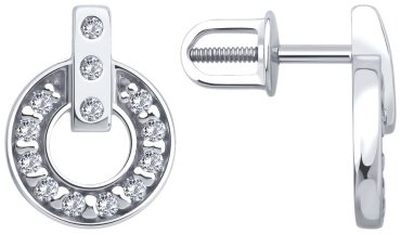 Пусеты Diamant 94-120-02241-1 вес 1.91 г серебро, фианит купить,10389
