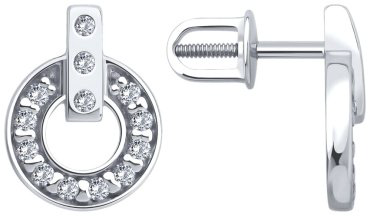 Пусеты Diamant 94-120-02241-1 вес 1.91 г серебро, фианит купить,10389