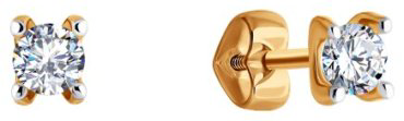 Пусеты Diamant 51-122-00701-2 вес 1.03 г золото, фианит купить,116964