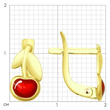 Серьги SOKOLOV 027734-2 вес 0.96 г золото, эмаль купить,NaN