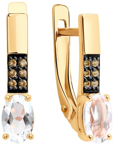 Серьги Diamant 51-320-02941-1 вес 2.2 г золото, горный хрусталь купить,182833