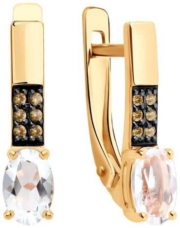 Серьги Diamant 51-320-02941-1 вес 2.2 г золото, горный хрусталь купить,182833