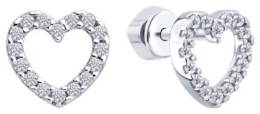 Пусеты Diamant 94-122-02257-1 вес 1.73 г серебро, фианит купить,NaN