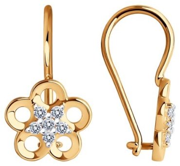 Серьги Diamant 51-120-01536-1 вес 1.25 г золото, фианит