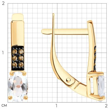 Серьги Diamant 51-320-02941-1 вес 2.2 г золото, горный хрусталь купить,182833