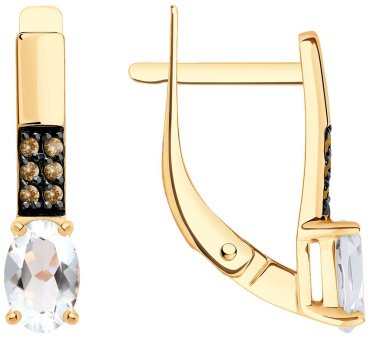 Серьги Diamant 51-320-02941-1 вес 2.2 г золото, горный хрусталь купить,182833