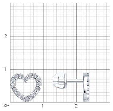 Пусеты Diamant 94-122-02257-1 вес 1.73 г серебро, фианит купить,NaN