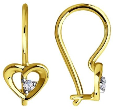 Серьги Diamant 53-120-00748-1 вес 0.81 г золото, фианит купить,NaN