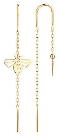 Серьги Diamant 51-123-01885-1 вес 1.26 г золото, без вставок купить,99357