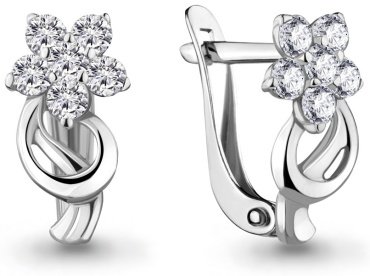 Серьги AQUAMARINE 45365А вес 1.52 г серебро, фианит купить,20315