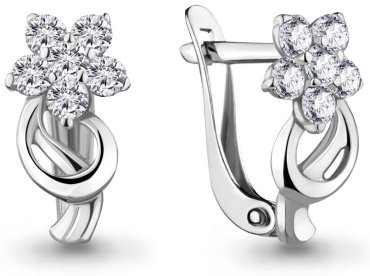Серьги AQUAMARINE 45365А вес 1.52 г серебро, фианит купить,20315