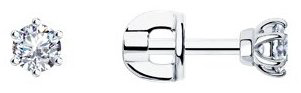 Пусеты Diamant 94-122-01543-1_skazka_2 вес 1.18 г серебро, фианит купить,10157
