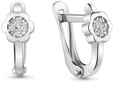 Серьги AQUAMARINE 48869А вес 1.58 г серебро, фианит купить,13712