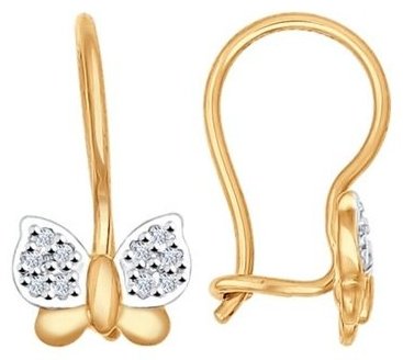 Серьги SOKOLOV 026865 вес 1.07 г золото, фианит купить,104000